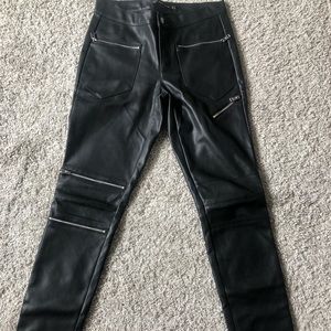 Black faux leather pants